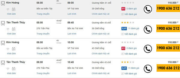 Xe khách Sài Gòn đi Trà Vinh